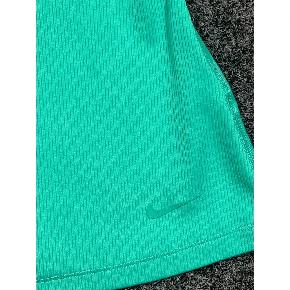 Nike Dri-FIT Racerback Tank Top Medium Teal Green Ribbed Slim Fit Athletic
